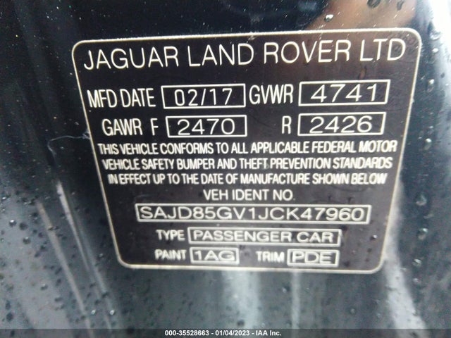 2018 Jaguar F-TYPE, VIN: SAJD85GV1JCK47960