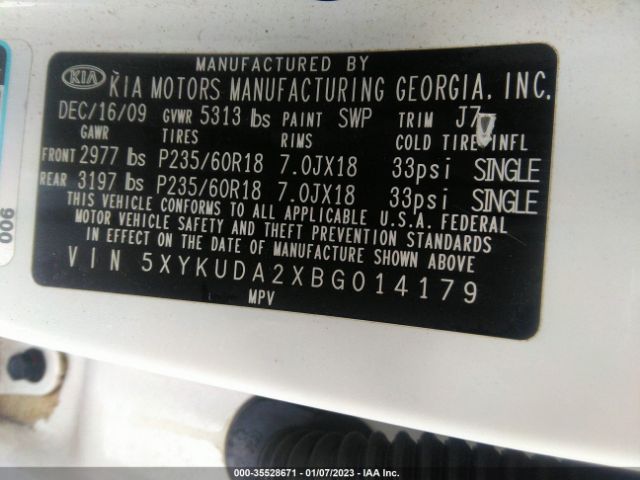 5XYKUDA2XBG014179 KIA SORENTO EX