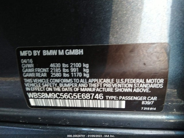 2016 BMW M3, VIN: WBS8M9C56G5E68746