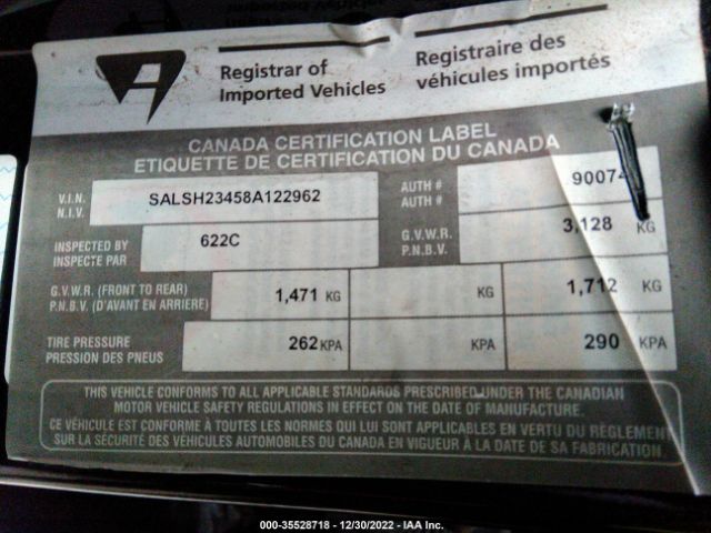 SALSH23458A122962 Land Rover Range Rover Sport Sc