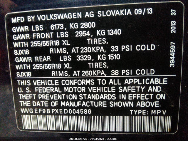 WVGEF9BPXED004586 Volkswagen Touareg Sport