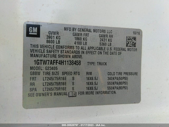 GMC SAVANA CARGO VAN 2017 1GTW7AFF4H1138458 Image 9