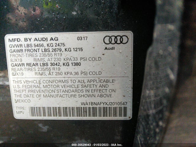 WA1BNAFYXJ2010547 Audi Q5 Premium Plus