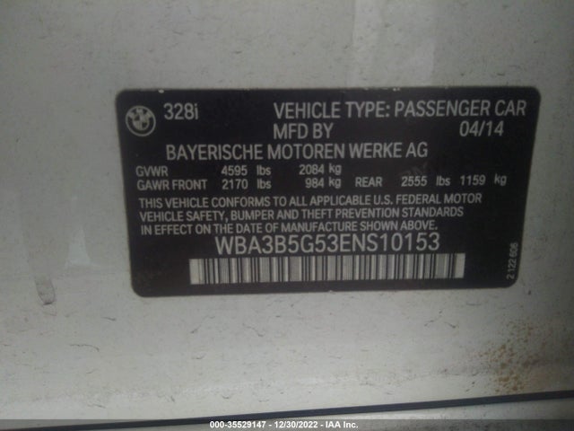BMW 3 Series 328i Xdrive 2014 WBA3B5G53ENS10153 Image 10