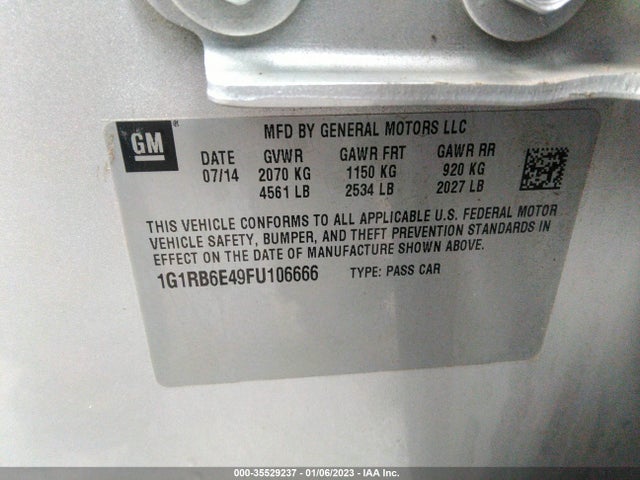 2015 Chevrolet Volt, VIN: 1G1RB6E49FU106666