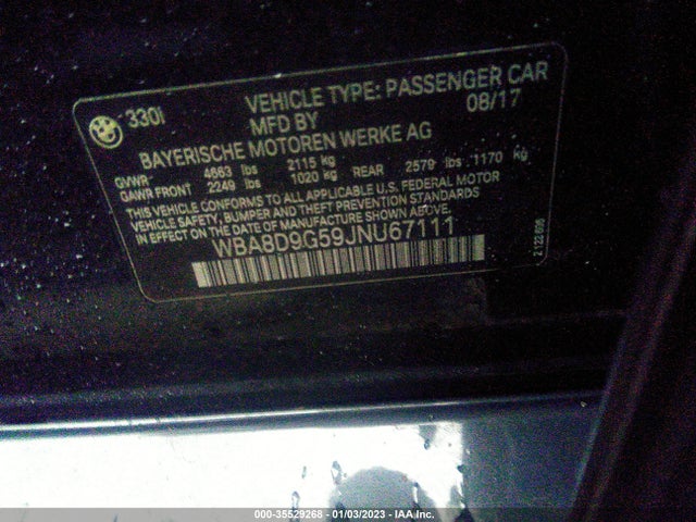 2018 BMW 3 Series, VIN: WBA8D9G59JNU67111