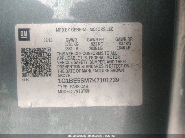 2019 Chevrolet Cruze, VIN: 1G1BE5SM7K7101739