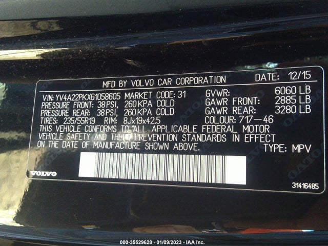 2016 Volvo XC90, VIN: YV4A22PKXG1058605