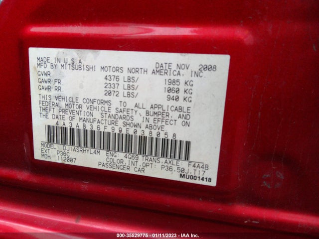 4A3AB36F99E038058 Mitsubishi Galant Es/sport
