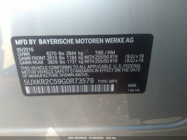 2016 BMW X5, VIN: 5UXKR2C59G0R73579