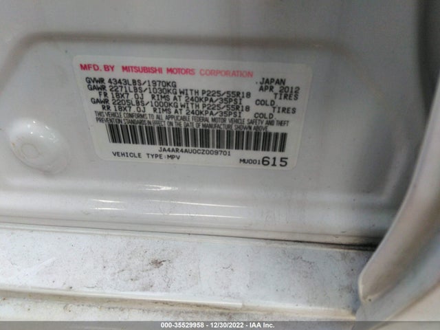 JA4AR4AU0CZ009701 Mitsubishi OUTLANDER SPORT
