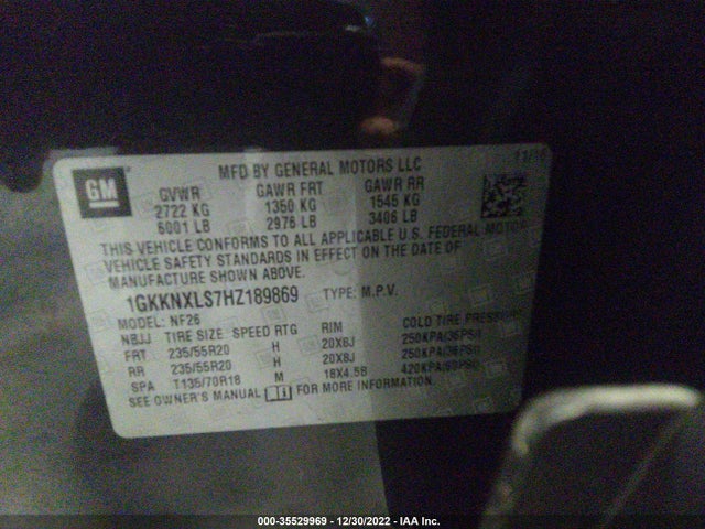 GMC Acadia 2017 1GKKNXLS7HZ189869 Image 9