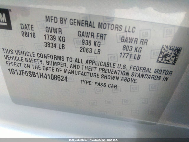 Chevrolet Sonic Premier 2017 1G1JF5SB1H4108624 Image 10