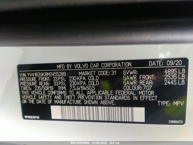 2021 Volvo XC40, VIN: YV4162UK8M2455289