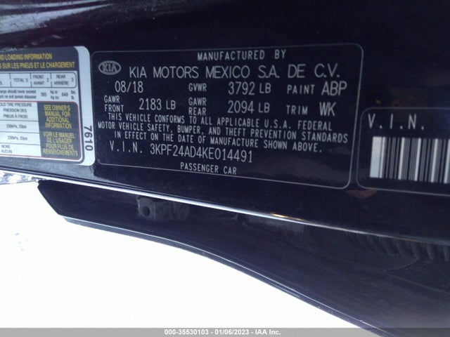 2019 Kia Forte, VIN: 3KPF24AD4KE014491