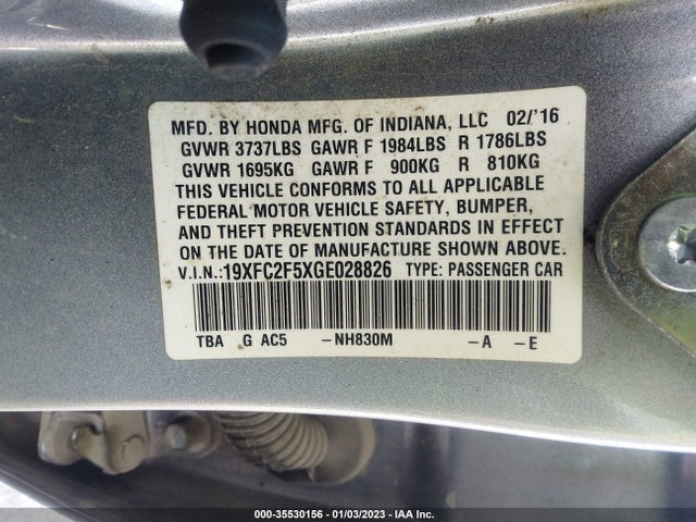 Honda CIVIC SEDAN 2016 19XFC2F5XGE028826 Image 11