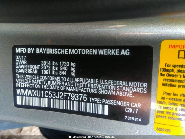 WMWXU1C53J2F79376 Mini Hardtop 4 Door Cooper