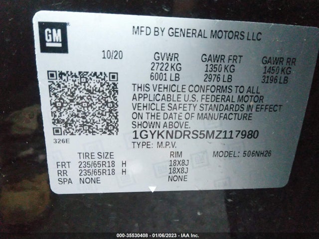 1GYKNDRS5MZ117980 Cadillac Xt5 Awd Premium Luxury