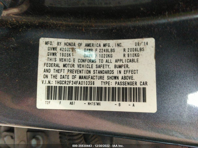 2015 HONDA ACCORD SEDAN LX VIN: 1HGCR2F34FA010356