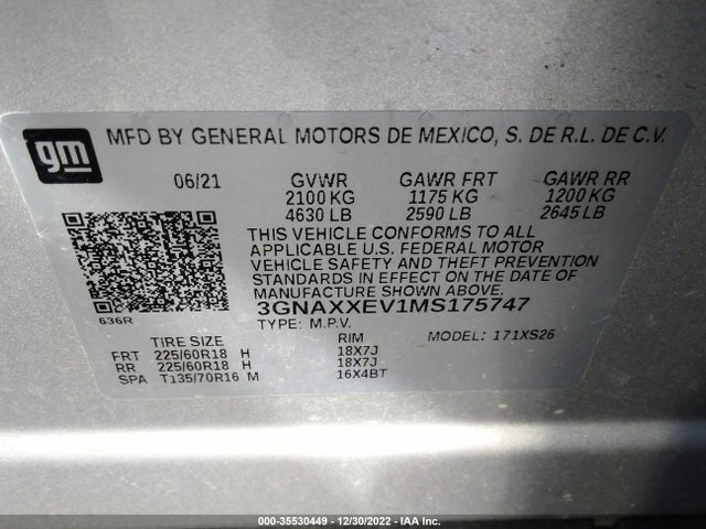 Chevrolet Equinox Premier 2021 3GNAXXEV1MS175747 Image 9