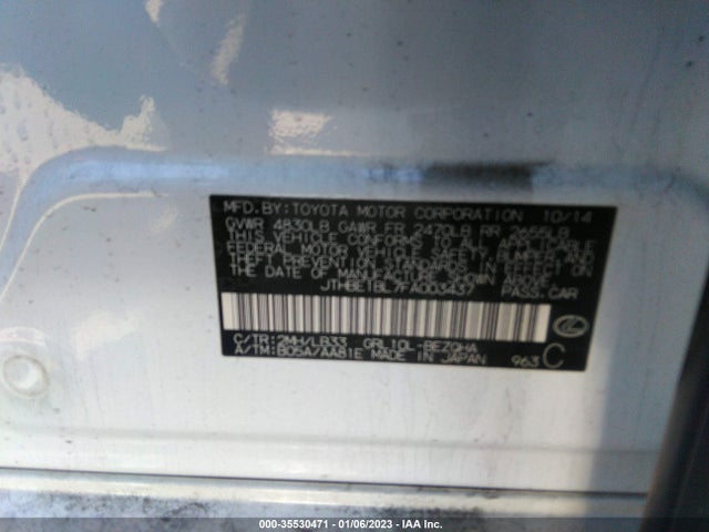 2015 Lexus GS, VIN: JTHBE1BL7FA003437