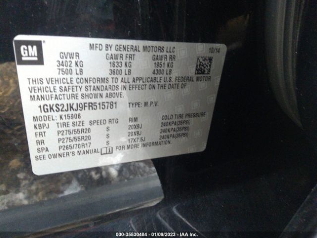 1GKS2JKJ9FR515781 GMC YUKON XL DENALI