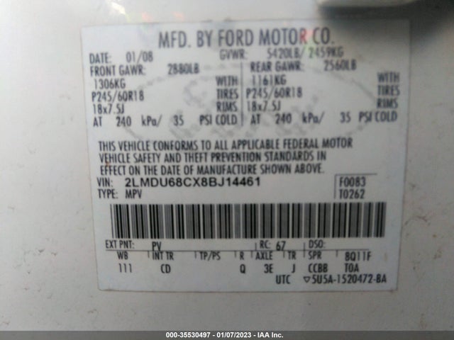 Lincoln MKX 2008 2LMDU68CX8BJ14461 Image 10