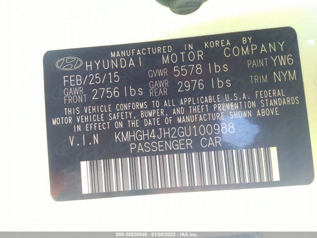 2016 Hyundai Equus, VIN: KMHGH4JH2GU100988