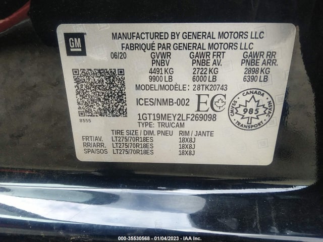 2020 GMC Sierra 2500HD, VIN: 1GT19MEY2LF269098