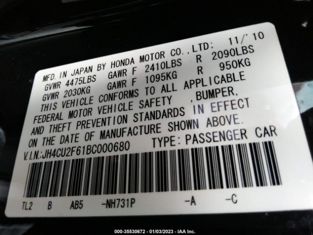 JH4CU2F61BC000680 Acura TSX