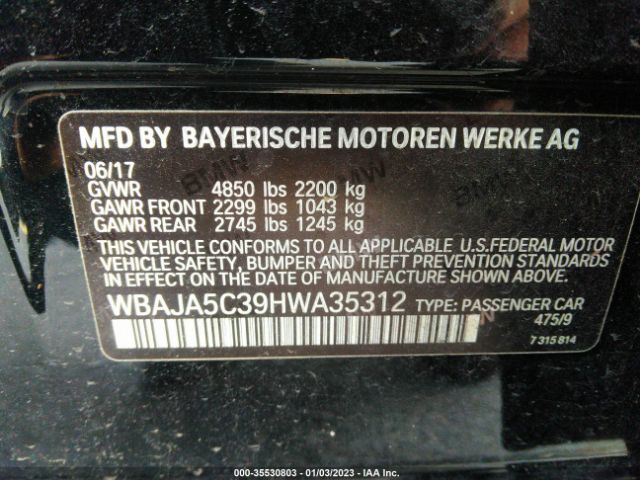 WBAJA5C39HWA35312 BMW 5 Series 530i