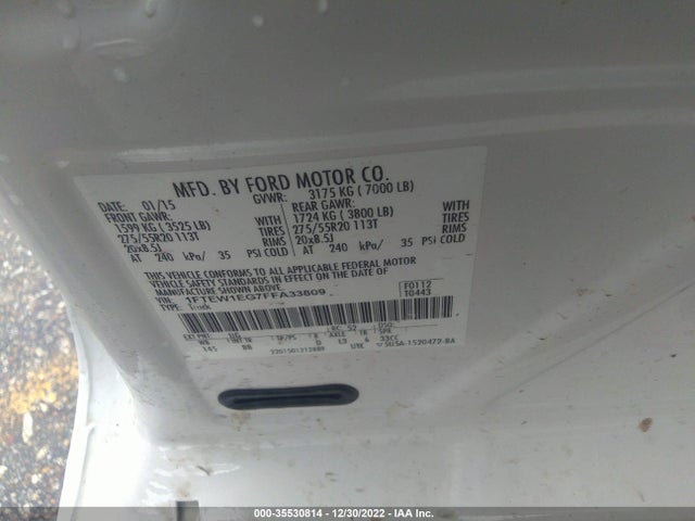 2015 FORD F-150 XLT/XL/LARIAT/PLATINUM VIN: 1FTEW1EG7FFA33809