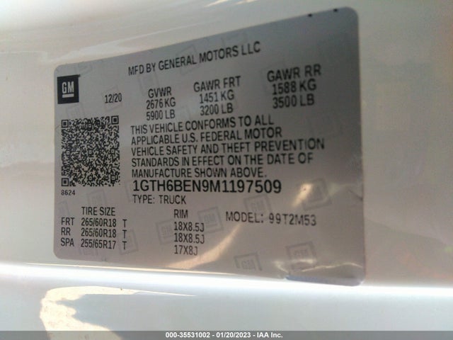 2021 GMC Canyon, VIN: 1GTH6BEN9M1197509