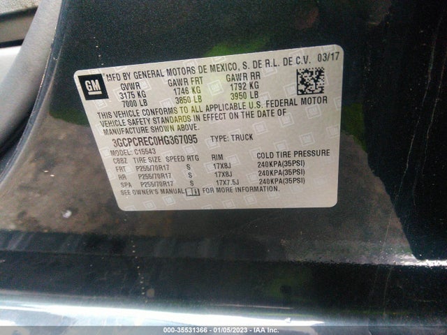 Chevrolet Silverado 1500 Lt 2017 3GCPCREC0HG367095 Image 9