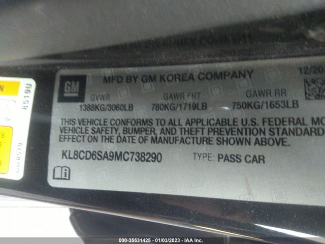 2021 Chevrolet Spark, VIN: KL8CD6SA9MC738290