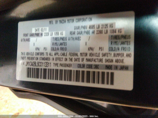 2012 MAZDA MAZDA5 SPORT VIN: JM1CW2BL6C0113311