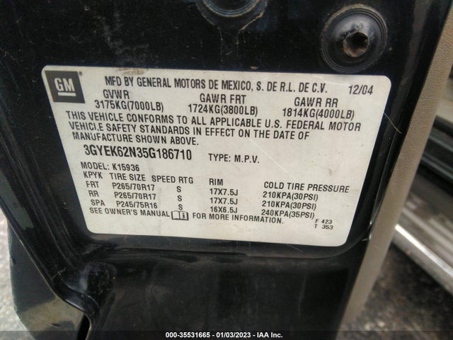 3GYEK62N35G186710 Cadillac ESCALADE EXT
