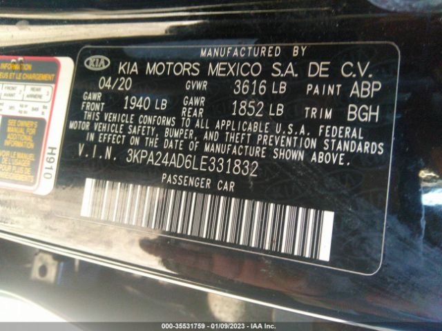 3KPA24AD6LE331832 KIA RIO S