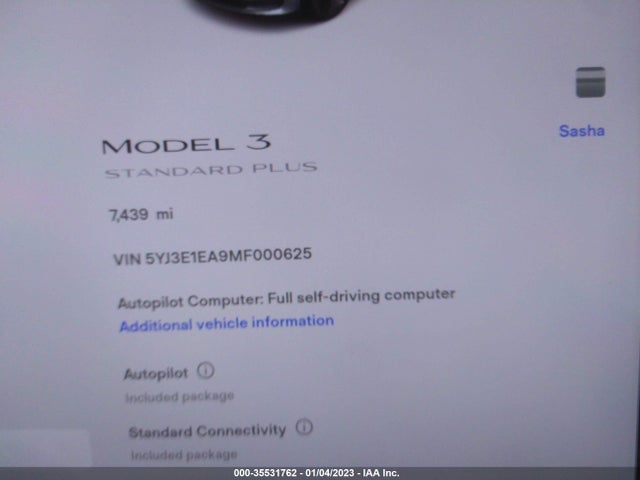 Tesla Model 3 Standard Range Plus 2021 5YJ3E1EA9MF000625 Image 7