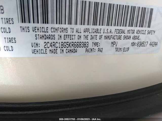 2019 Chrysler Pacifica, VIN: 2C4RC1BG5KR668383
