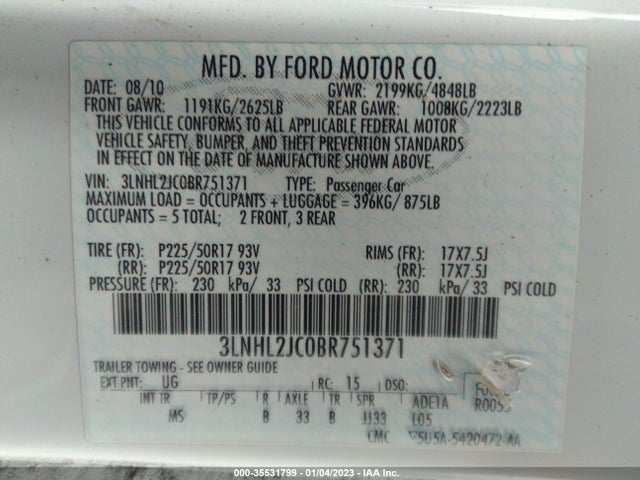 Lincoln MKZ 2011 3LNHL2JC0BR751371 Image 9