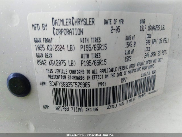 3C4FY58B35T579985 Chrysler Pt Cruiser Touring