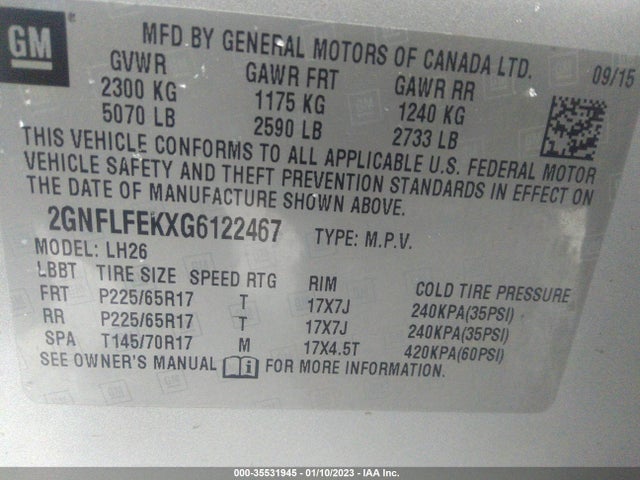 Chevrolet EQUINOX LT 2016 2GNFLFEKXG6122467 Image 9