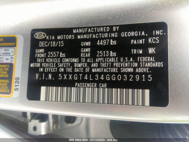 5XXGT4L34GG032915 KIA Optima Lx