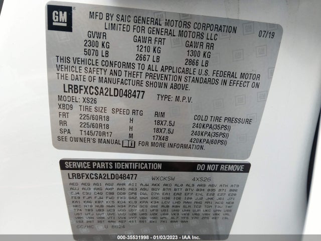 2020 Buick Envision, VIN: LRBFXCSA2LD048477