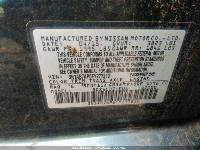 3N1AB7AP6FY277210 Nissan Sentra Sr/sl/s/sv/fe+ S