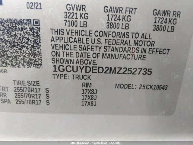 Chevrolet Silverado 1500 Lt 2021 1GCUYDED2MZ252735 Image 9