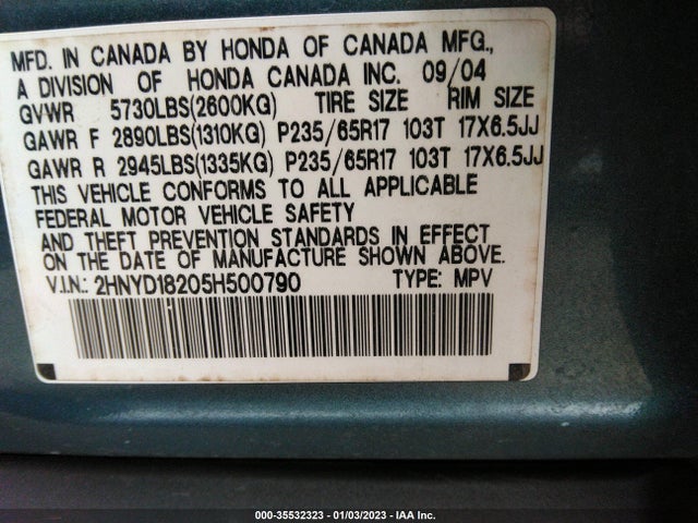 Acura MDX 2005 2HNYD18205H500790 Image 10