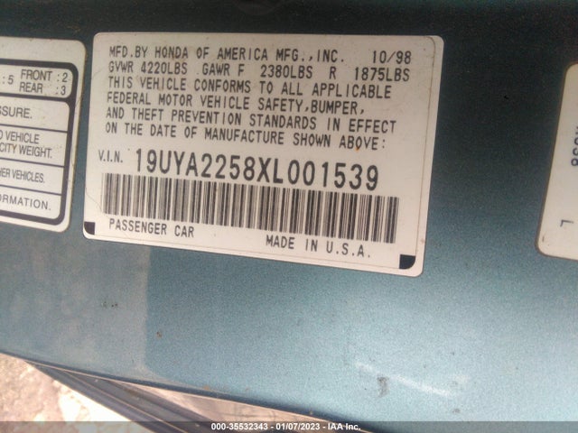 Acura CL 1999 19UYA2258XL001539 Image 10