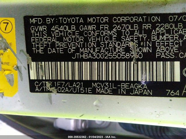 Lexus ES 330 2005 JTHBA30G255058950 Image 10